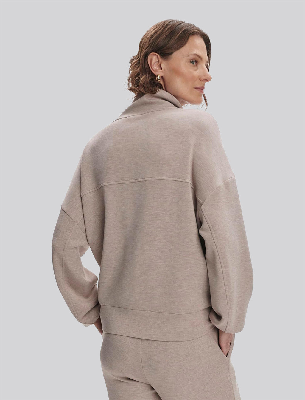 VARLEY Garcia Zip-Through Sweat in Taupe Marl