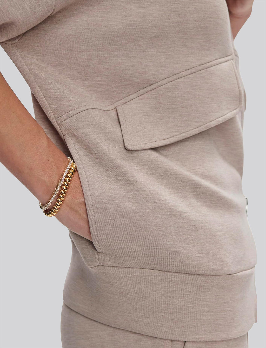 VARLEY Garcia Zip-Through Sweat in Taupe Marl