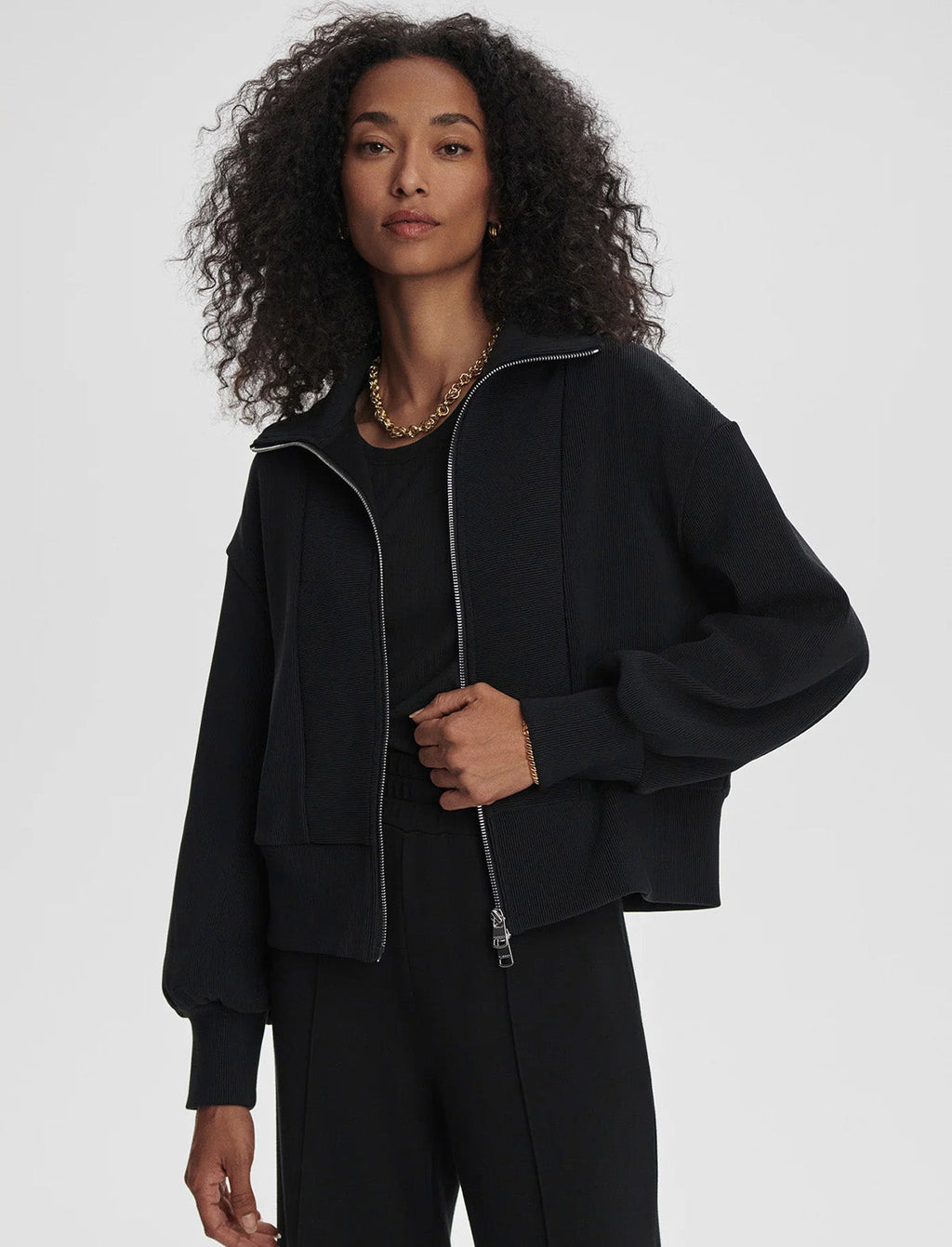 VARLEY Gibbs Zip-Through Sweat in Black
