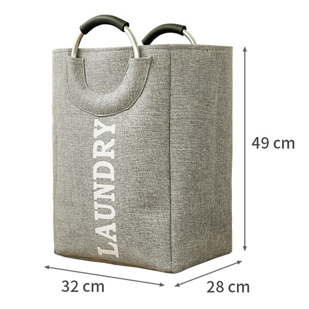 Hessian Fabric Laundry Basket with Handle - Grey