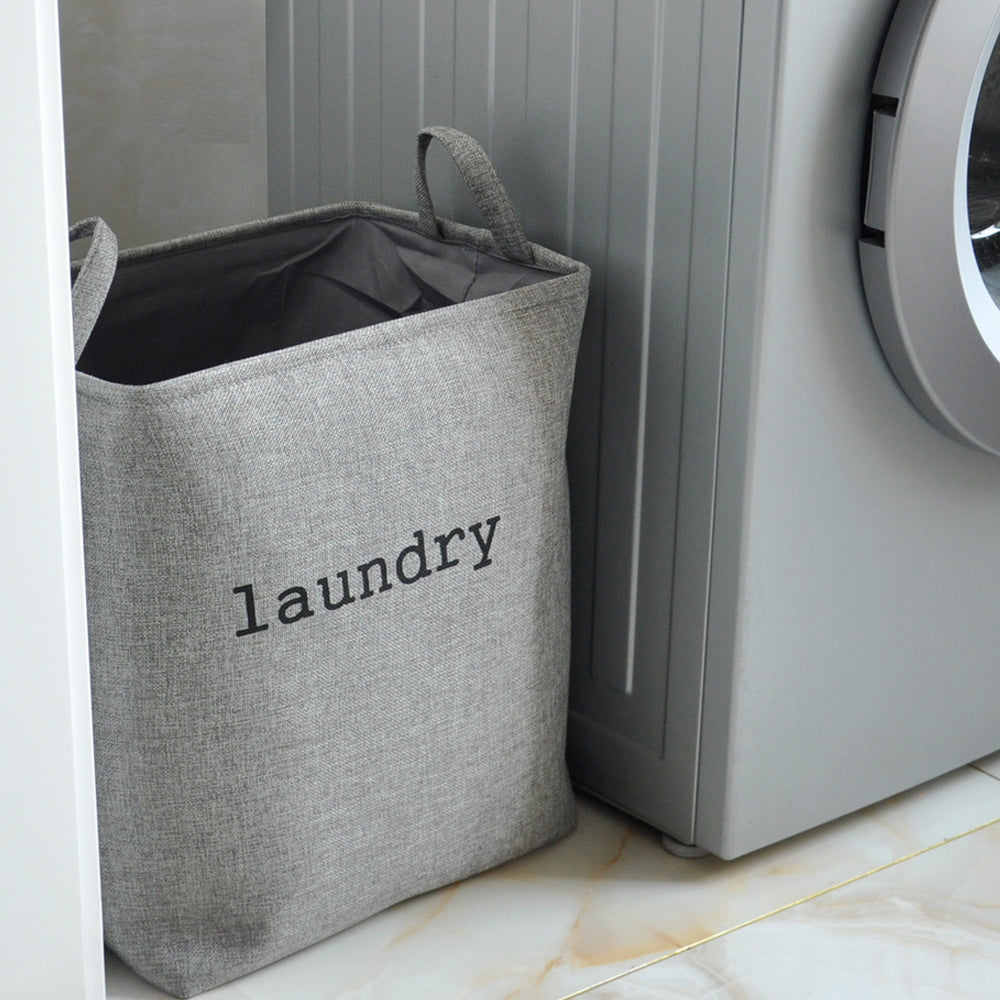 Mesh Linen Rectangular Fabric Laundry Basket - Grey