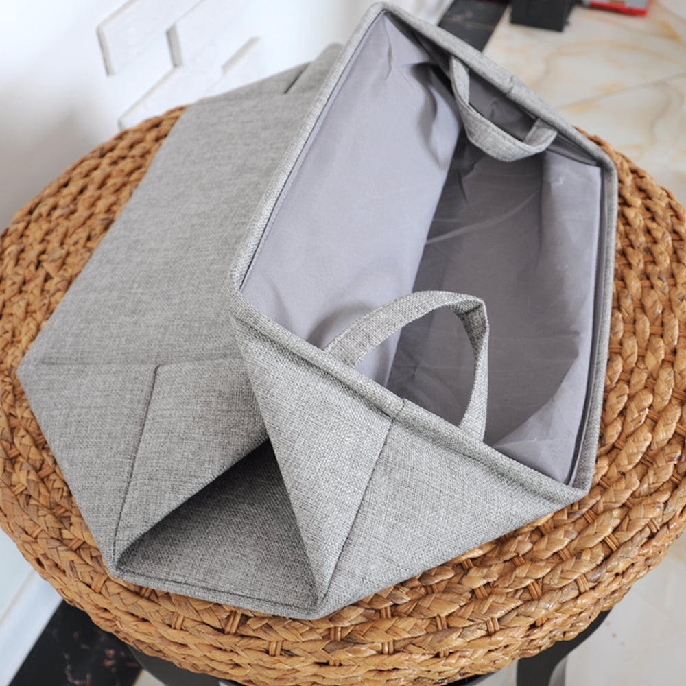 Mesh Linen Rectangular Fabric Laundry Basket - Grey