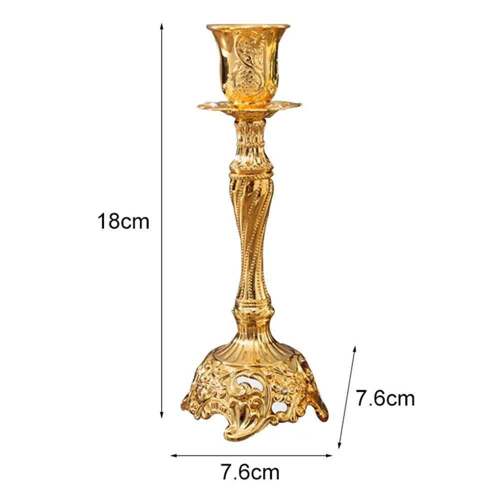 2Pcs Gold Candle Holders Metal wedding Candlestick Flower Vase Table Centerpiece Flower Rack Road Lead Wedding Decoration