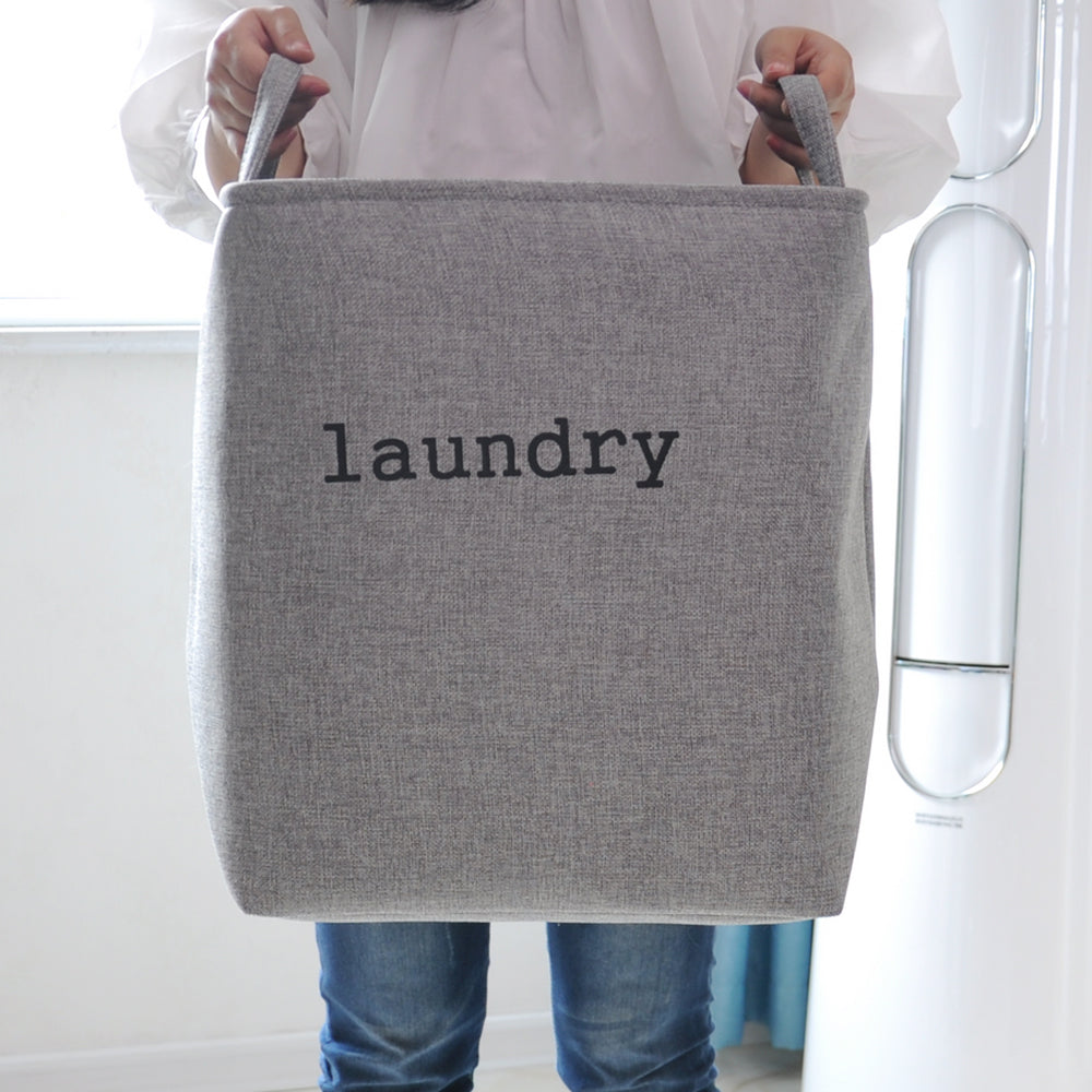 Mesh Linen Rectangular Fabric Laundry Basket - Grey