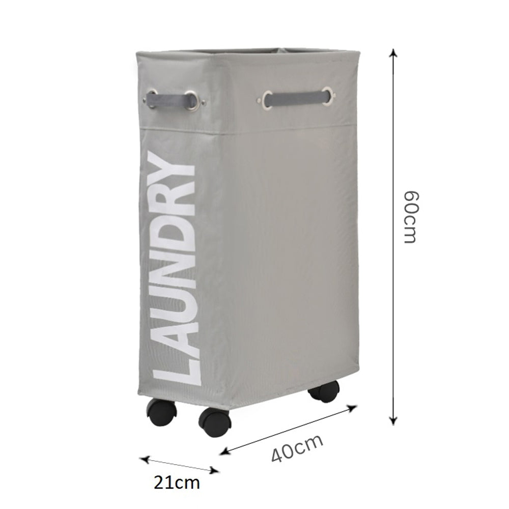 Slim Laundry Bag with Wheels - Light Grey