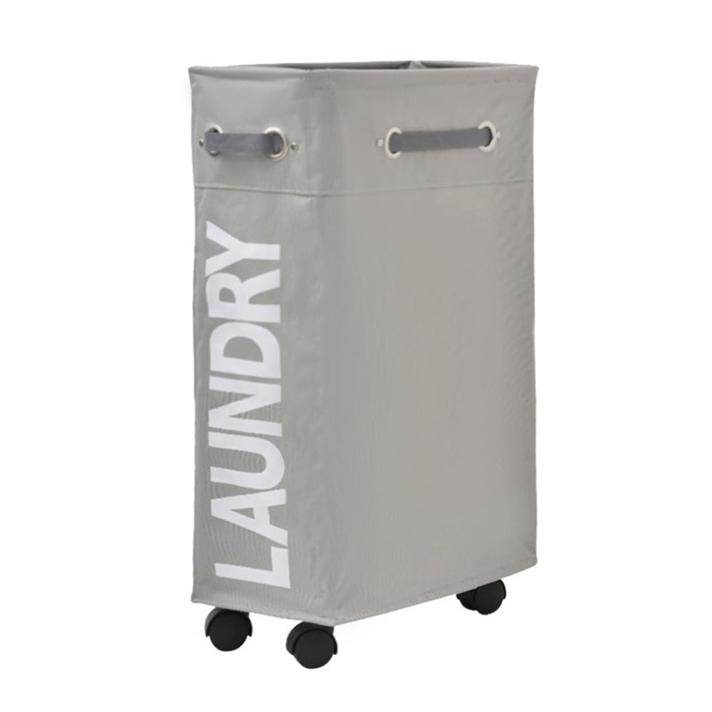 Slim Laundry Bag with Wheels - Light Grey