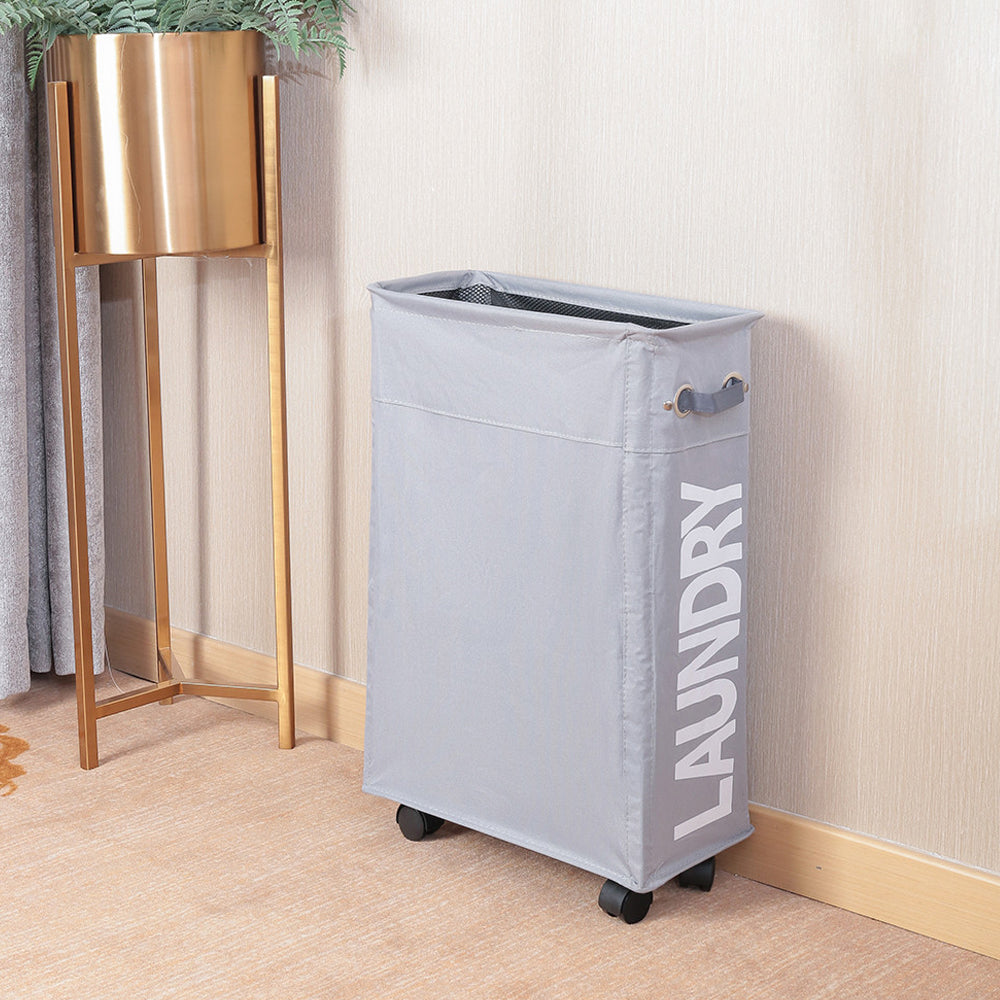 Slim Laundry Bag with Wheels - Light Grey