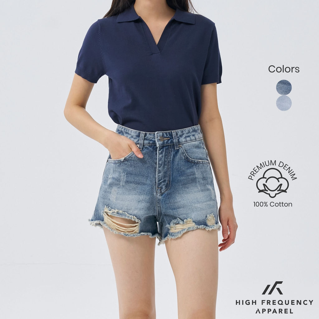 Distressed Denim Shorts