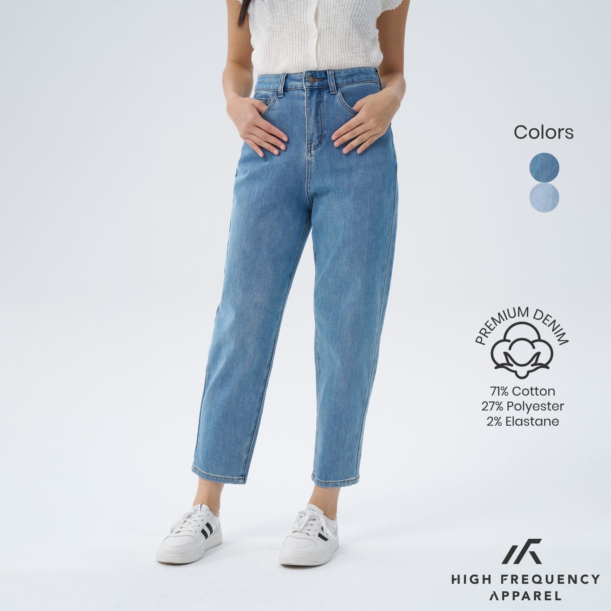 High Waisted Ankle-Length Mom Denim Jeans