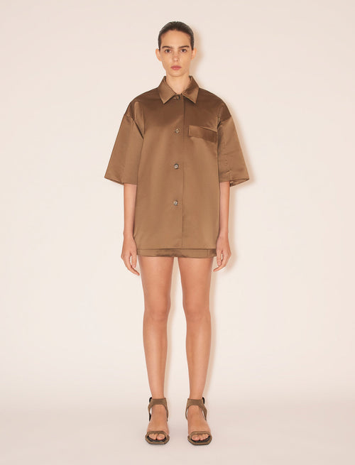 NANUSHKA Maissa Shirt in Fossil Brown