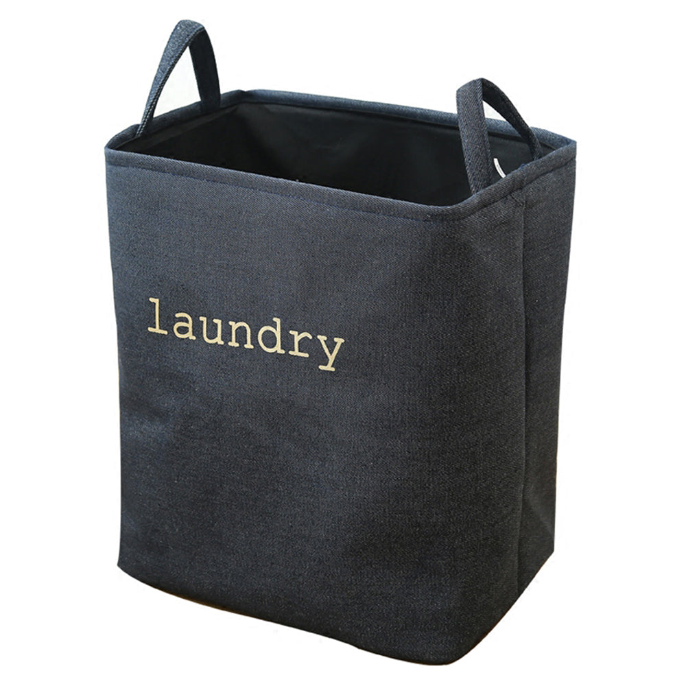 Mesh Linen Rectangular Fabric Laundry Basket - Navy
