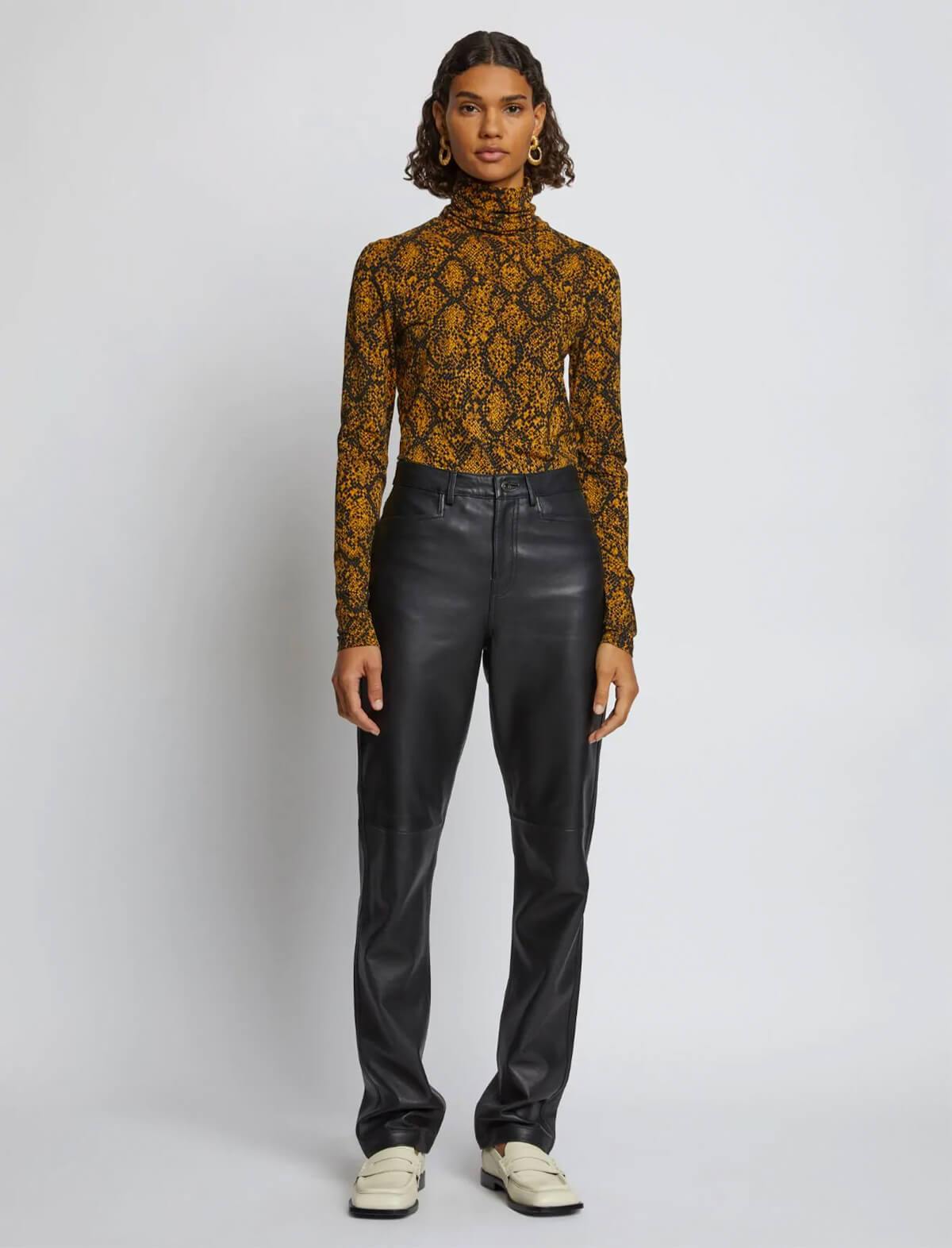 PROENZA SCHOULER WHITE LABEL Jersey Turtleneck Top In Gold