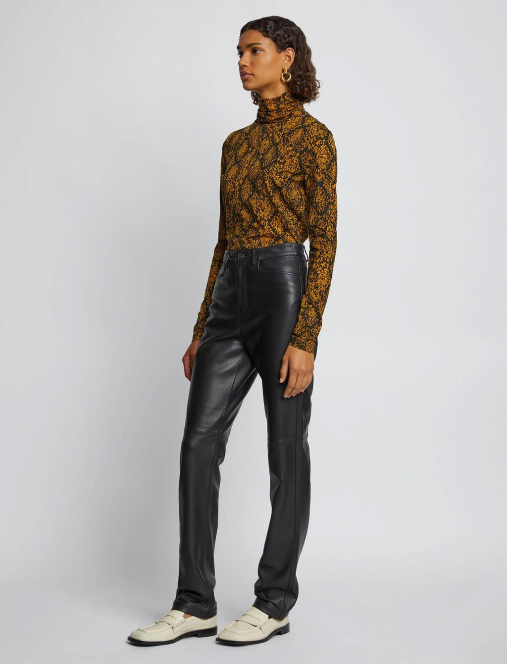PROENZA SCHOULER WHITE LABEL Jersey Turtleneck Top In Gold