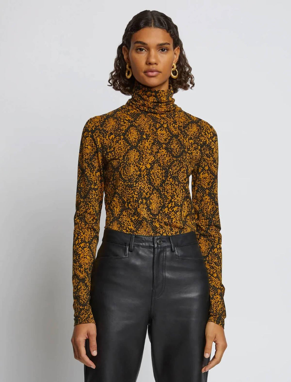 PROENZA SCHOULER WHITE LABEL Jersey Turtleneck Top In Gold