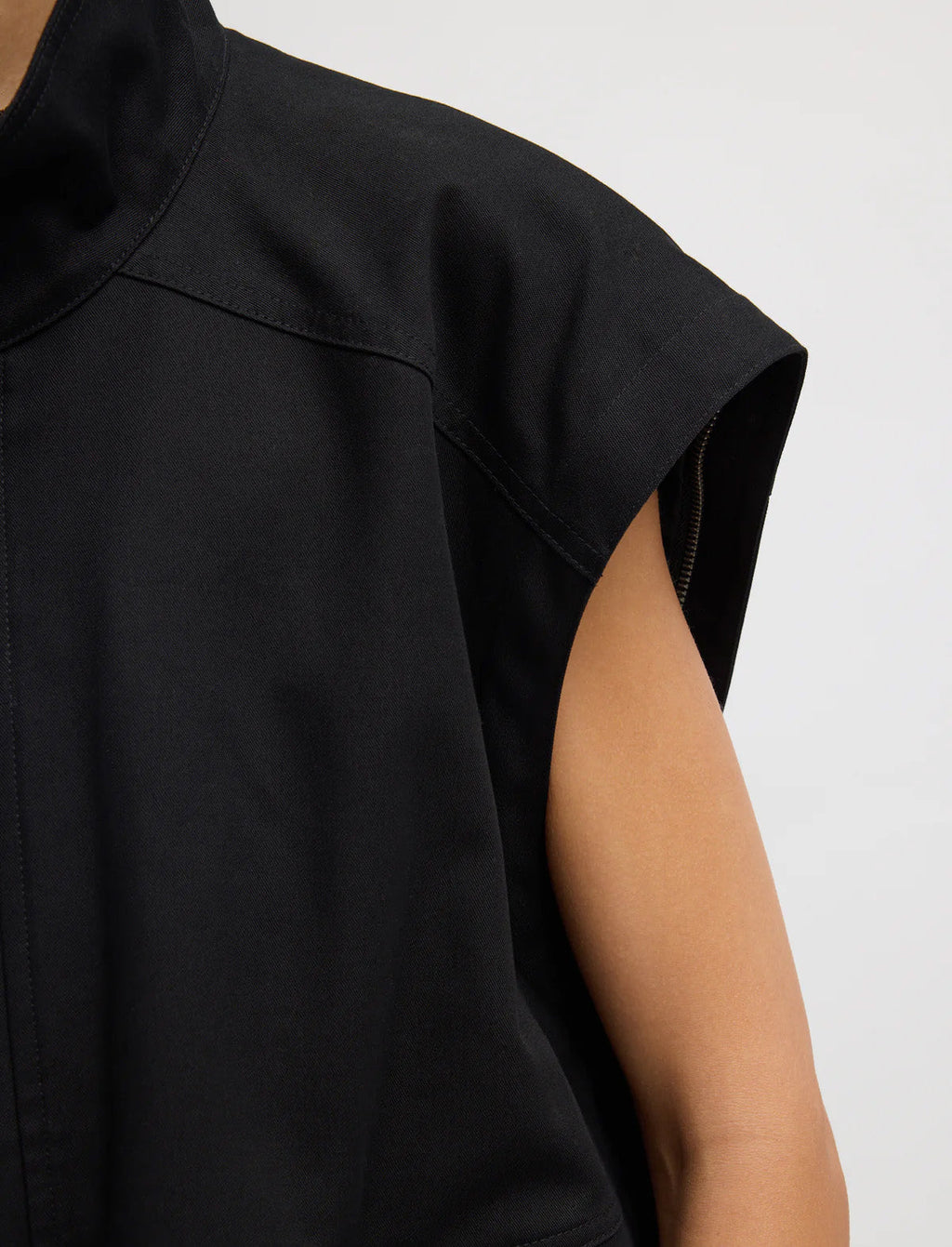 TIBI Patchwork Twill Slicker Jacket in Black