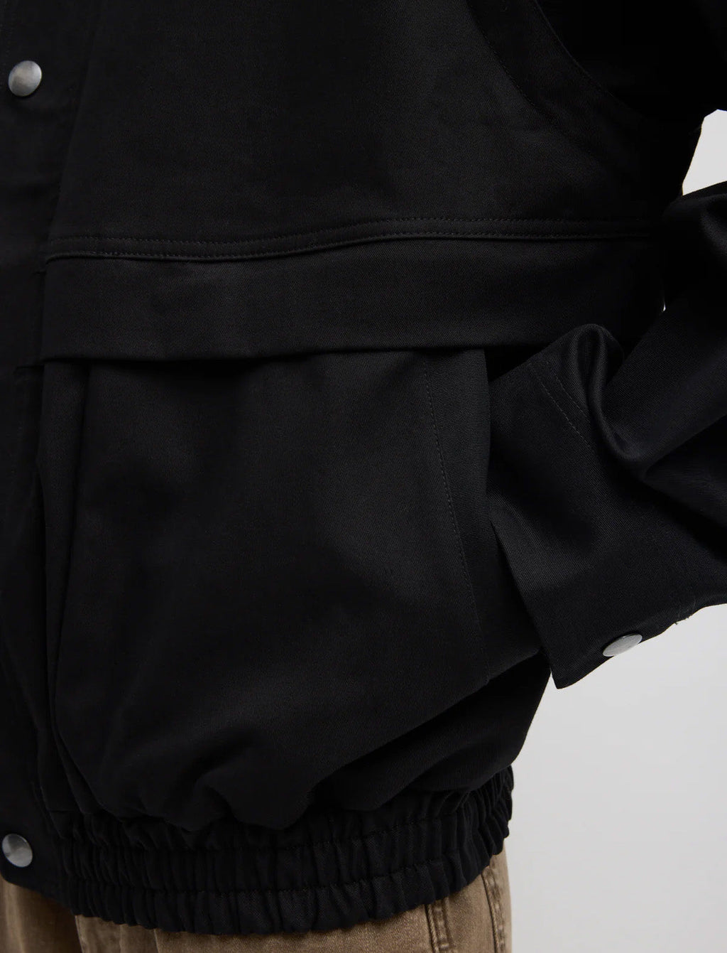 TIBI Patchwork Twill Slicker Jacket in Black
