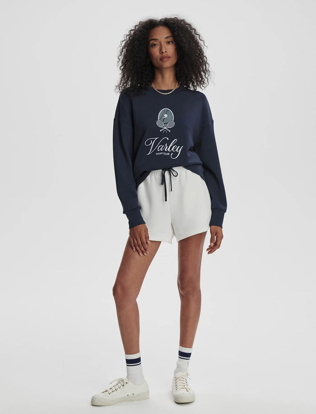 VARLEY Rasco Namesake Sweat in Navy/White