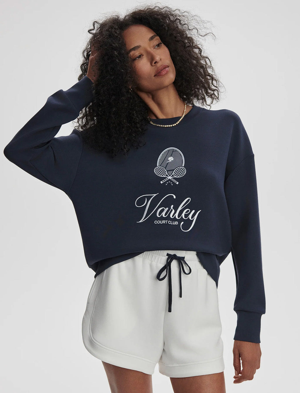 VARLEY Rasco Namesake Sweat in Navy/White