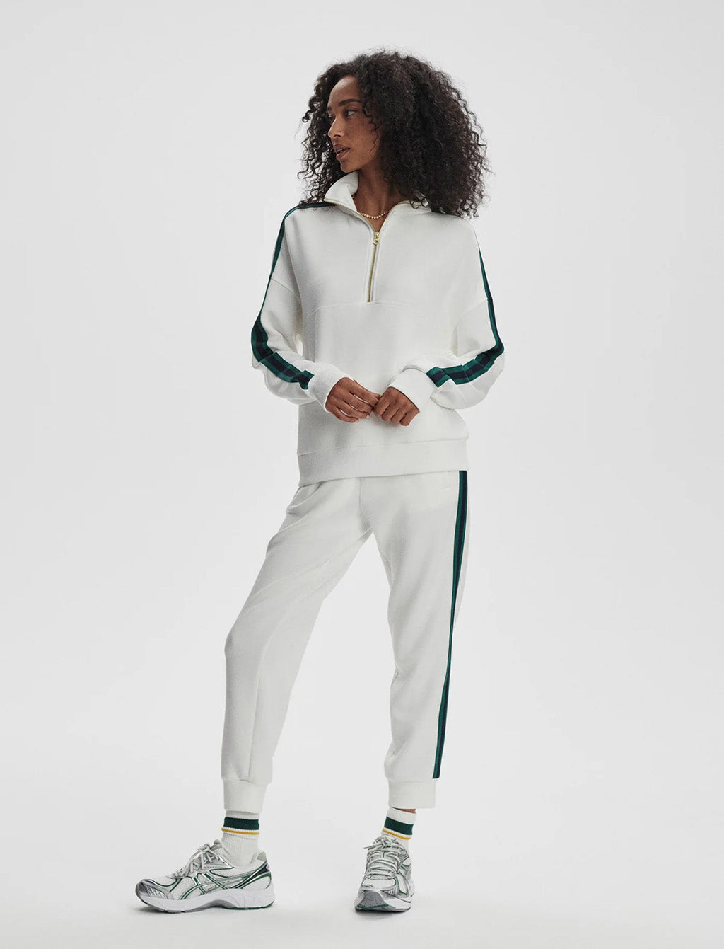 VARLEY Raymar Half-Zip Sweat in White/Navy/Forest