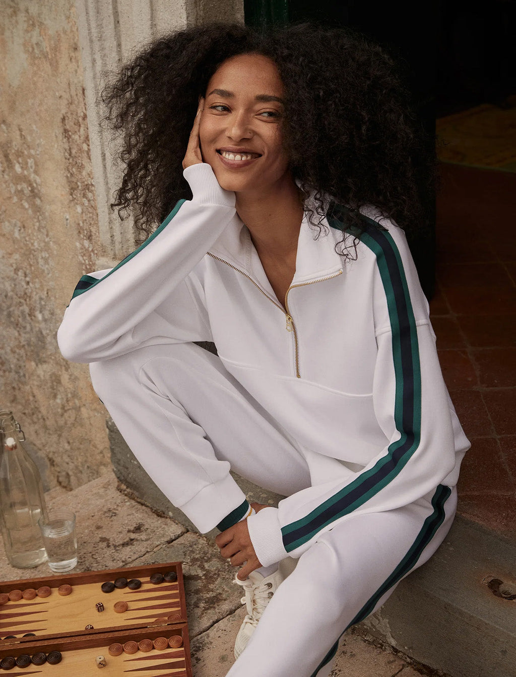 VARLEY Raymar Half-Zip Sweat in White/Navy/Forest