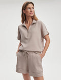 VARLEY Ritchie Short Sleeve Sweat in Taupe Marl