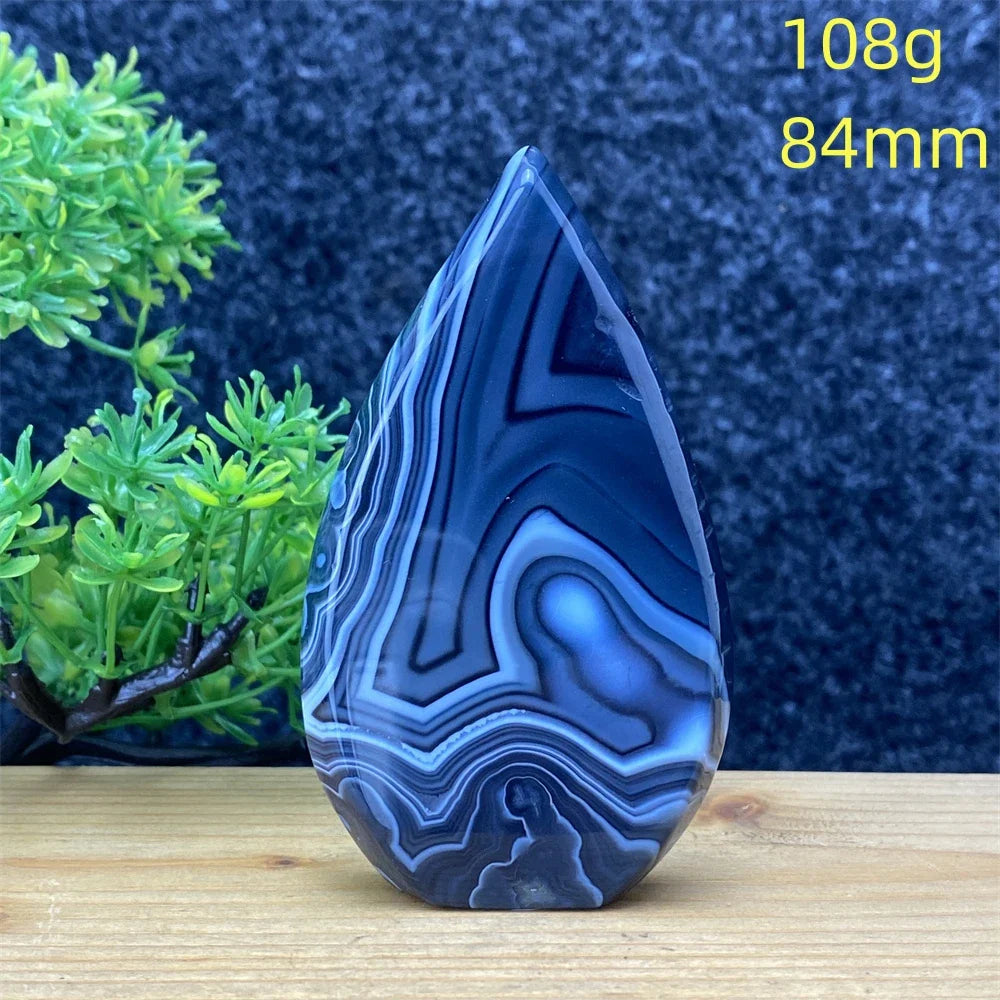 Natural Crystal Black Agate Silk Stripe Free Form Torch Reiki Healing Shape Meditation Feng Shui Home Decor Gift Warp Off Evil