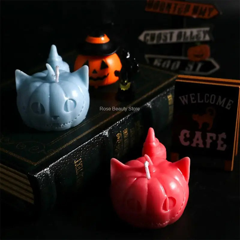 Cats and Pumpkins Silicone Candle Mold Diy Soap Resin Candle Chocolate Candy Jelly Ice Cube Mold Handmade Halloween Gift