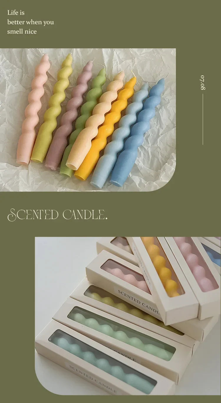 3pcs Scented Aromatic Candles Fragrance Souvenir Gift For Home Decor Christmas Halloween Spiral Tapered Wax Candle Wedding Party