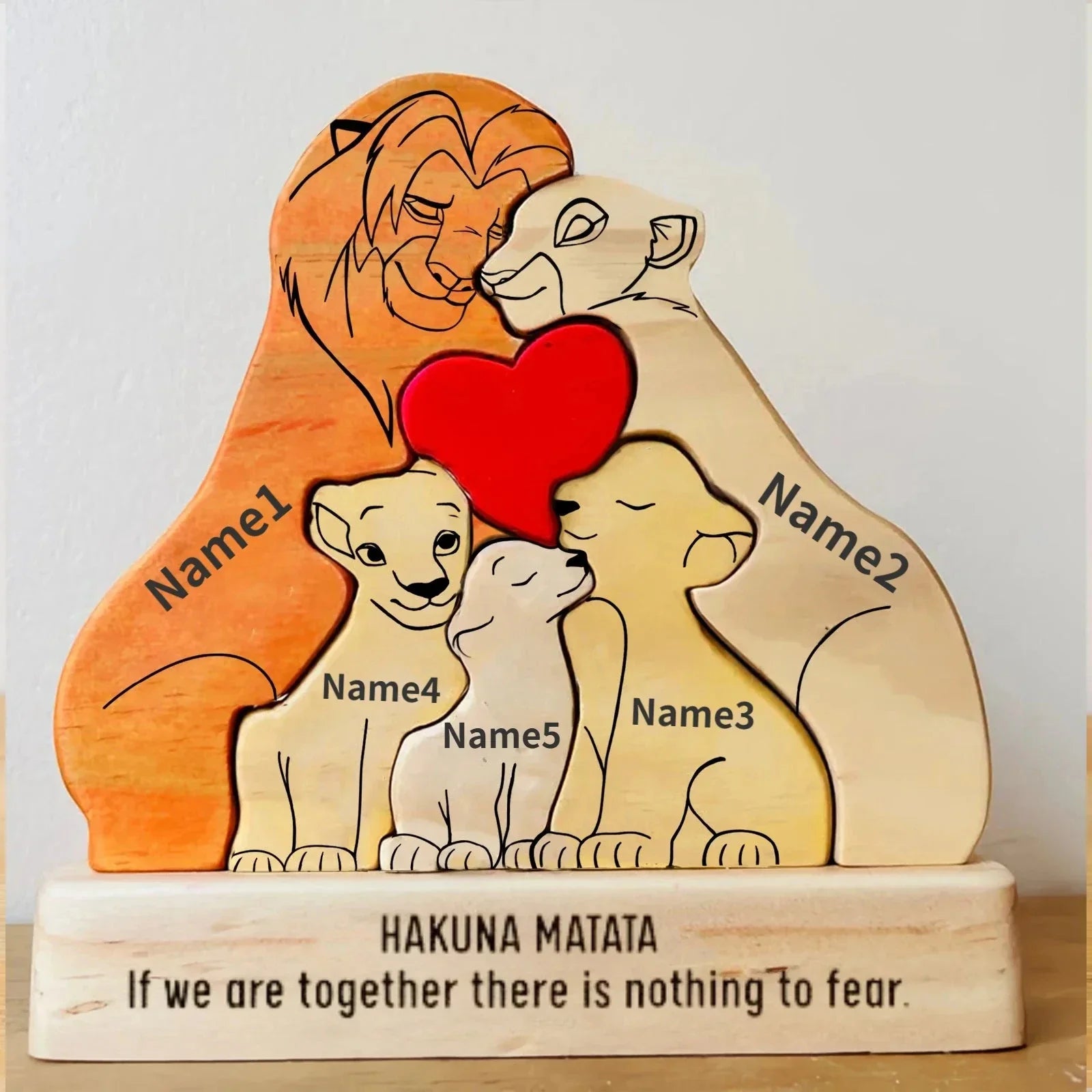 DIY Lion King Wooden Family Puzzle Personalized Name Puzzles Wooden Lions Puzzle Home Decor Thanksgiving Christmas Warm Gifts