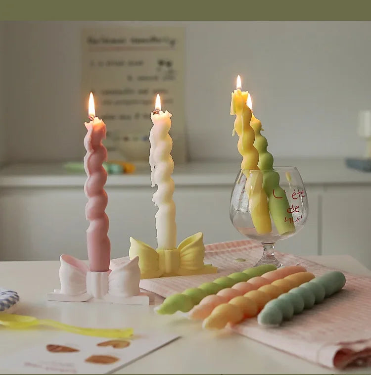 3pcs Scented Aromatic Candles Fragrance Souvenir Gift For Home Decor Christmas Halloween Spiral Tapered Wax Candle Wedding Party