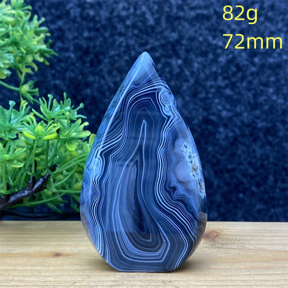 Natural Crystal Black Agate Silk Stripe Free Form Torch Reiki Healing Shape Meditation Feng Shui Home Decor Gift Warp Off Evil