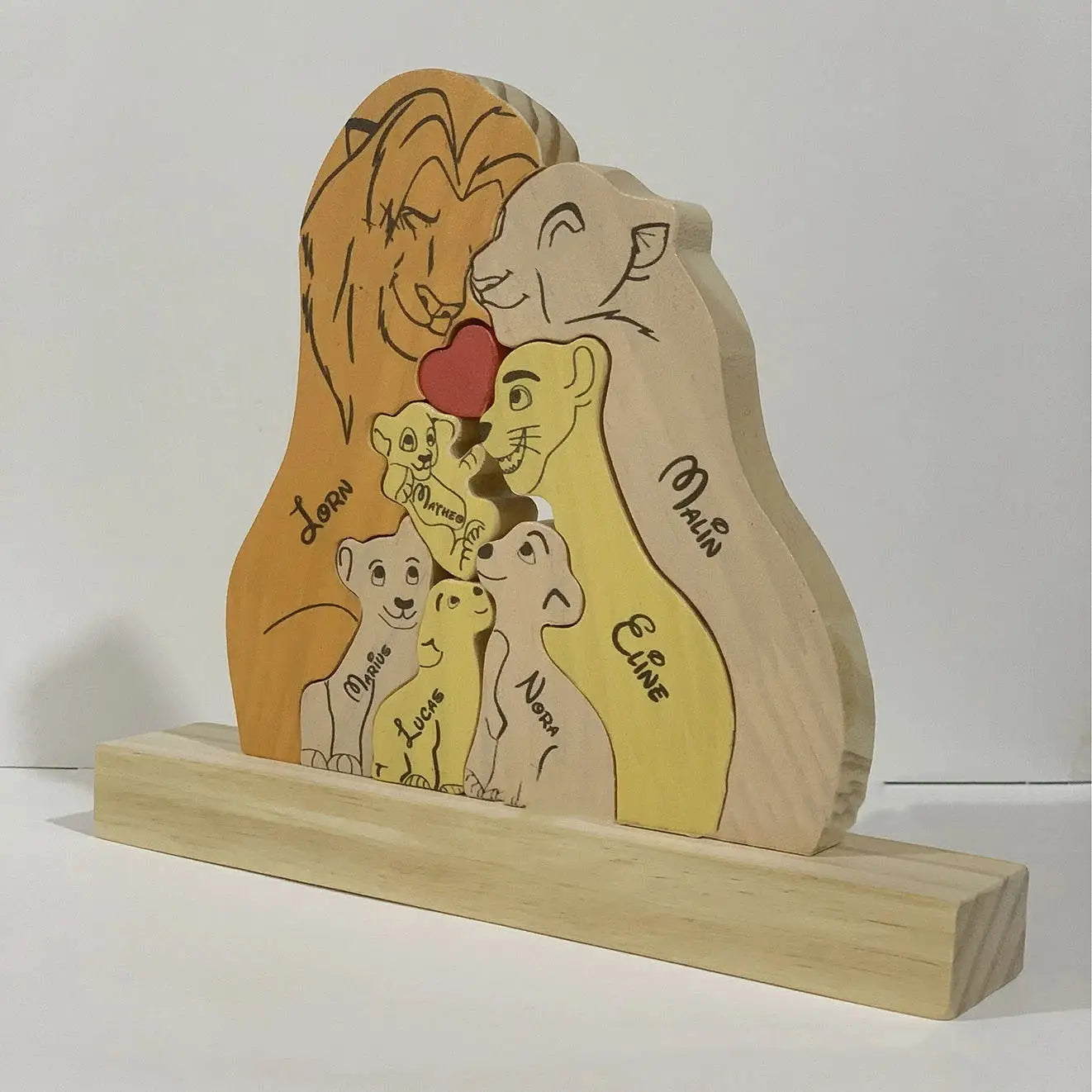 DIY Lion King Wooden Family Puzzle Personalized Name Puzzles Wooden Lions Puzzle Home Decor Thanksgiving Christmas Warm Gifts