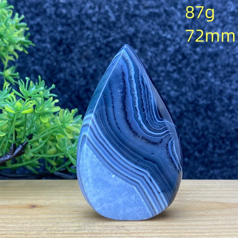 Natural Crystal Black Agate Silk Stripe Free Form Torch Reiki Healing Shape Meditation Feng Shui Home Decor Gift Warp Off Evil