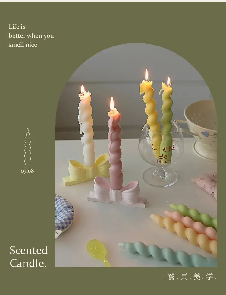 3pcs Scented Aromatic Candles Fragrance Souvenir Gift For Home Decor Christmas Halloween Spiral Tapered Wax Candle Wedding Party