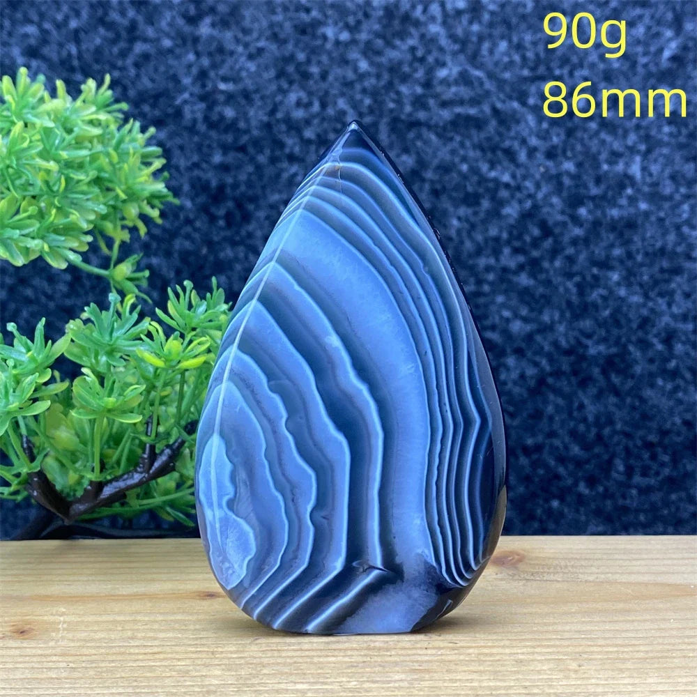 Natural Crystal Black Agate Silk Stripe Free Form Torch Reiki Healing Shape Meditation Feng Shui Home Decor Gift Warp Off Evil