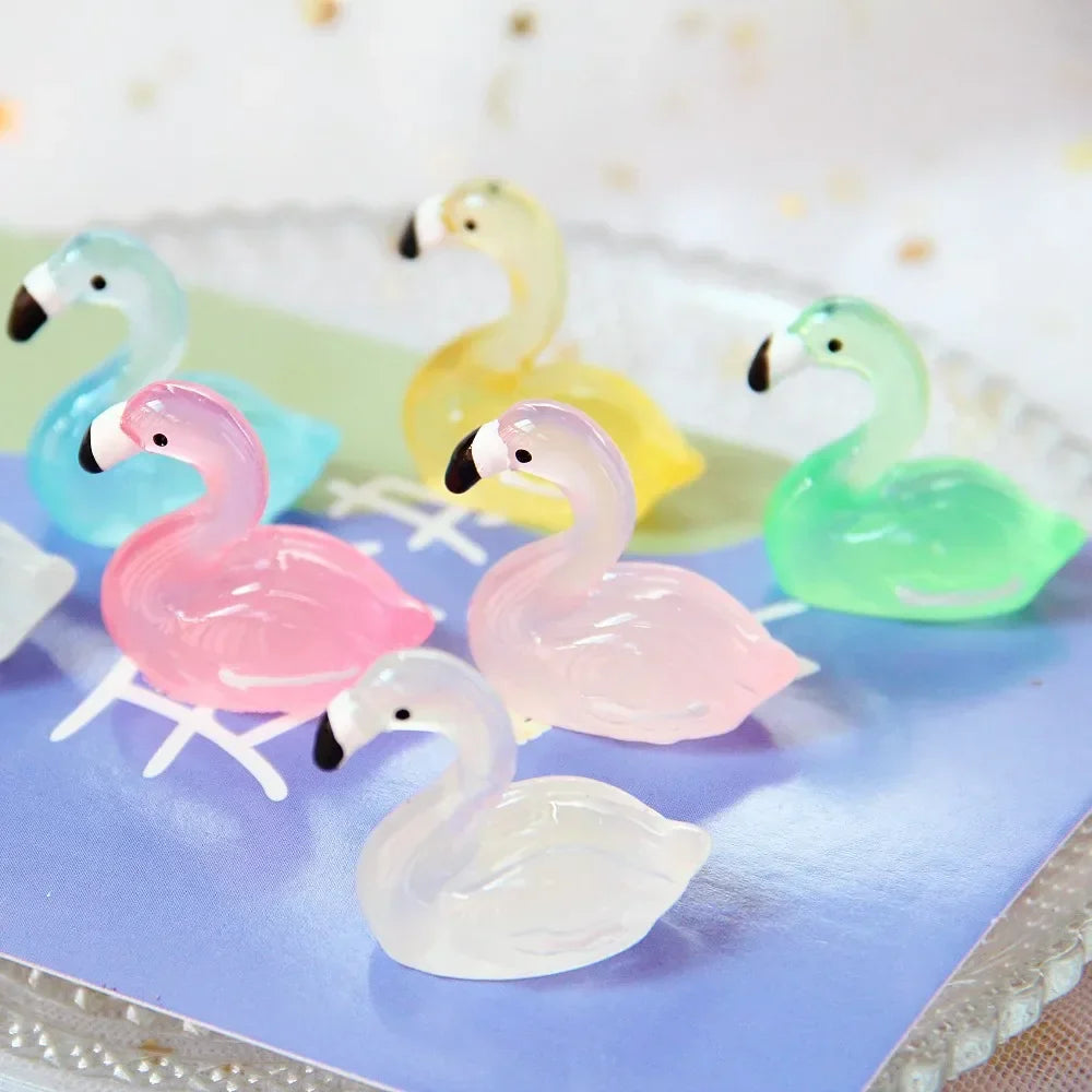 50/20/10PCS Mini Fluorescent Duck Ornament Miniature Figures Tiny Swan Duck Resin Handicraft MicroLandscape Dollhouse Decoration