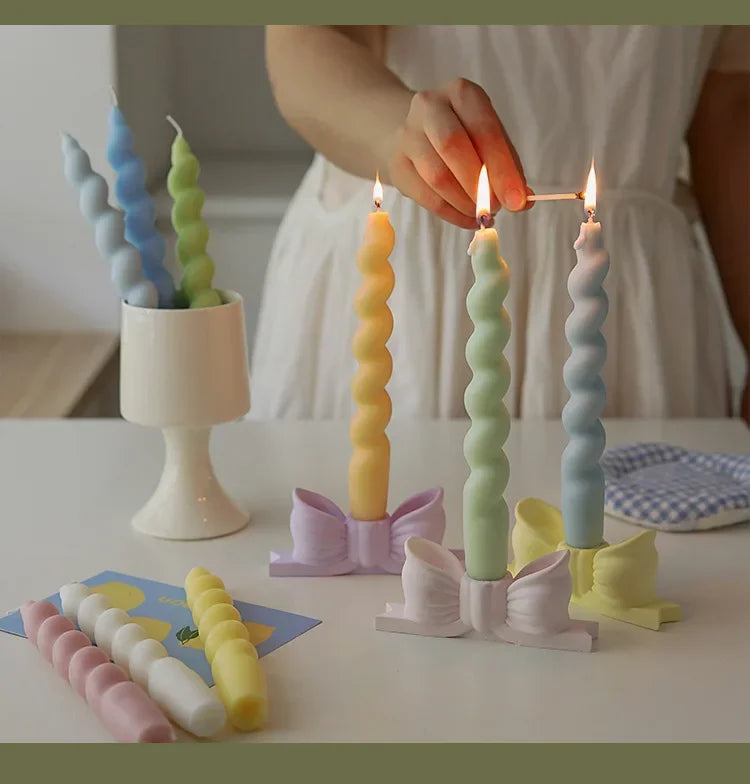 3pcs Scented Aromatic Candles Fragrance Souvenir Gift For Home Decor Christmas Halloween Spiral Tapered Wax Candle Wedding Party