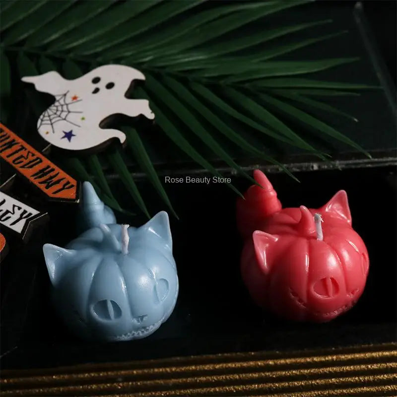 Cats and Pumpkins Silicone Candle Mold Diy Soap Resin Candle Chocolate Candy Jelly Ice Cube Mold Handmade Halloween Gift