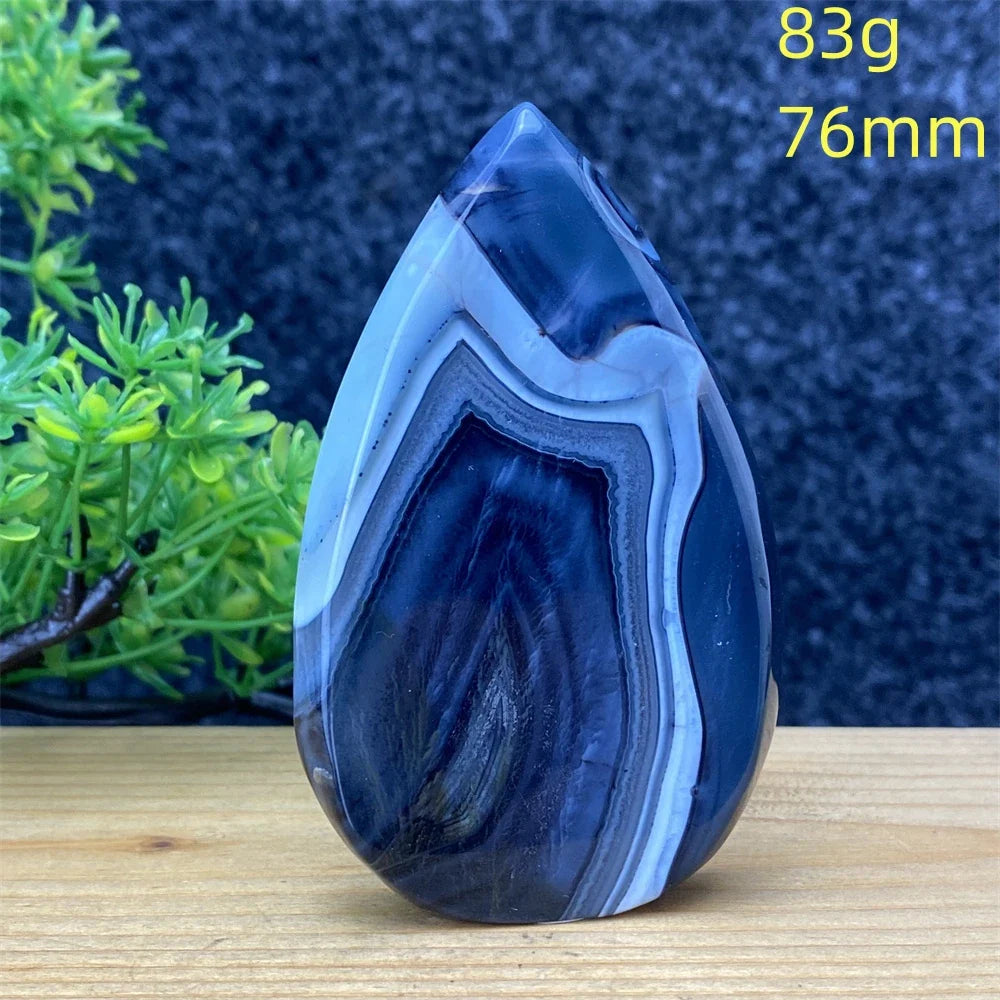 Natural Crystal Black Agate Silk Stripe Free Form Torch Reiki Healing Shape Meditation Feng Shui Home Decor Gift Warp Off Evil