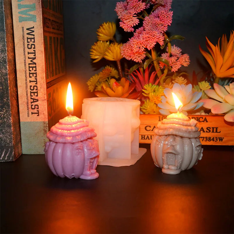 Cats and Pumpkins Silicone Candle Mold Diy Soap Resin Candle Chocolate Candy Jelly Ice Cube Mold Handmade Halloween Gift