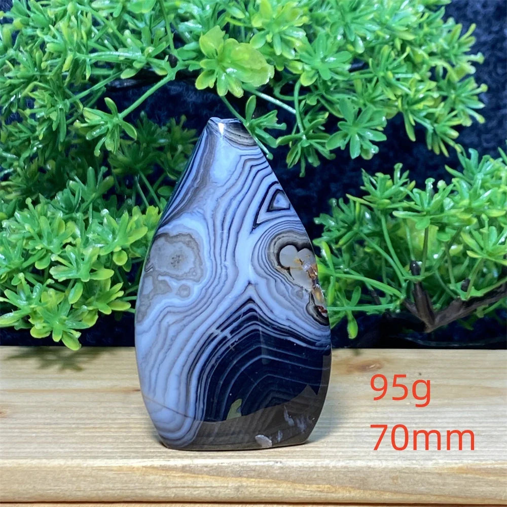 Natural Crystal Black Agate Silk Stripe Free Form Torch Reiki Healing Shape Meditation Feng Shui Home Decor Gift Warp Off Evil