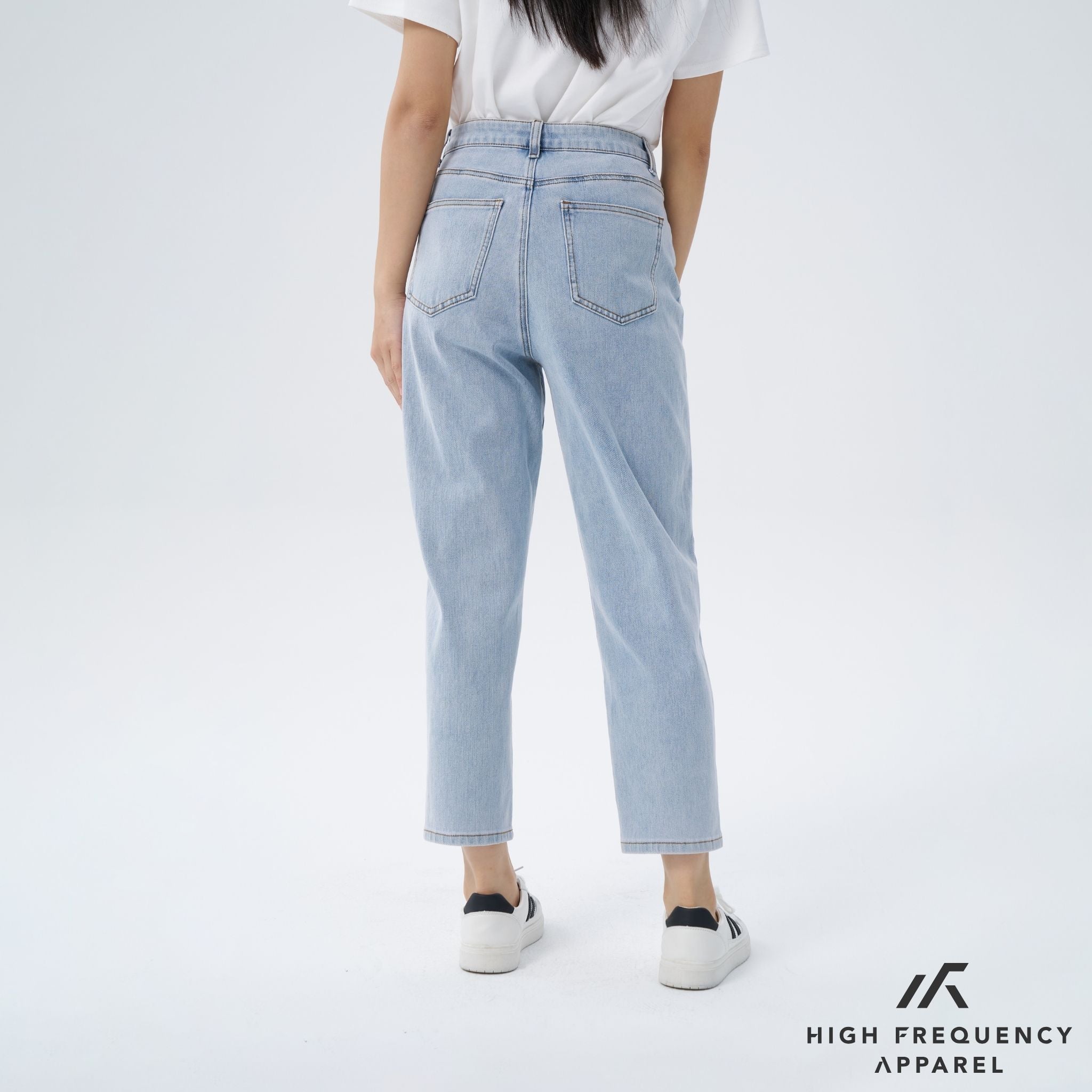 High Waisted Ankle-Length Mom Denim Jeans