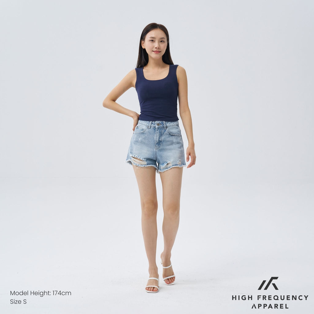 Distressed Denim Shorts