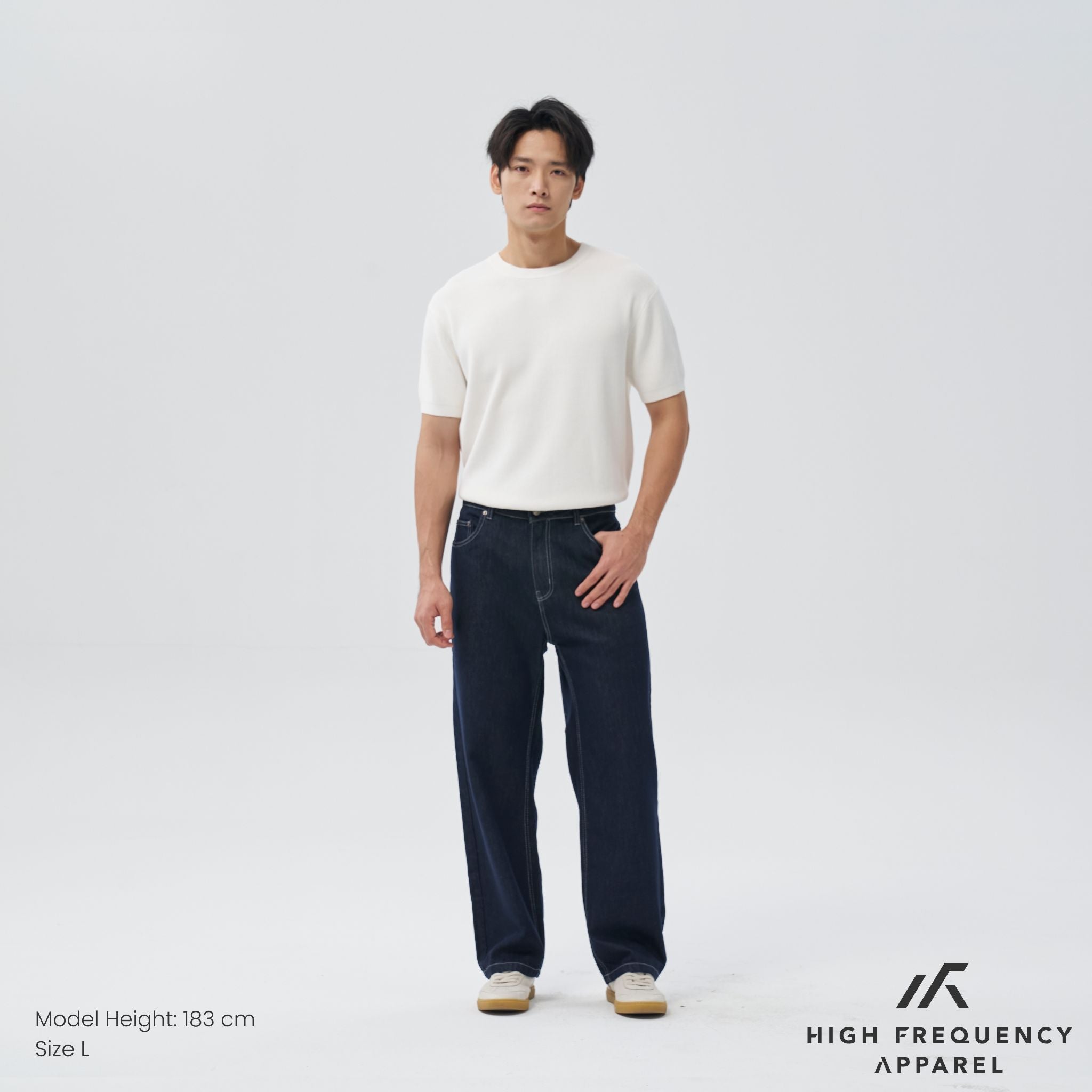 Straight Cut Dark Denim With Contrast Stitch