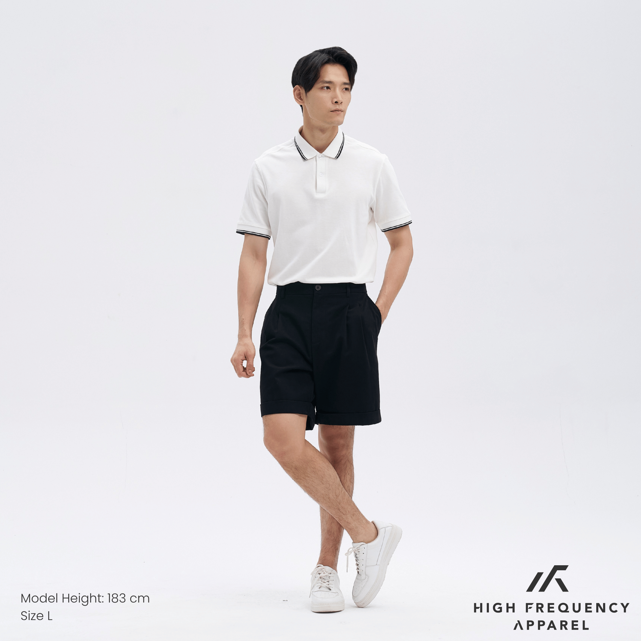 Double Pleated Waistband Shorts with Cuffed Hem