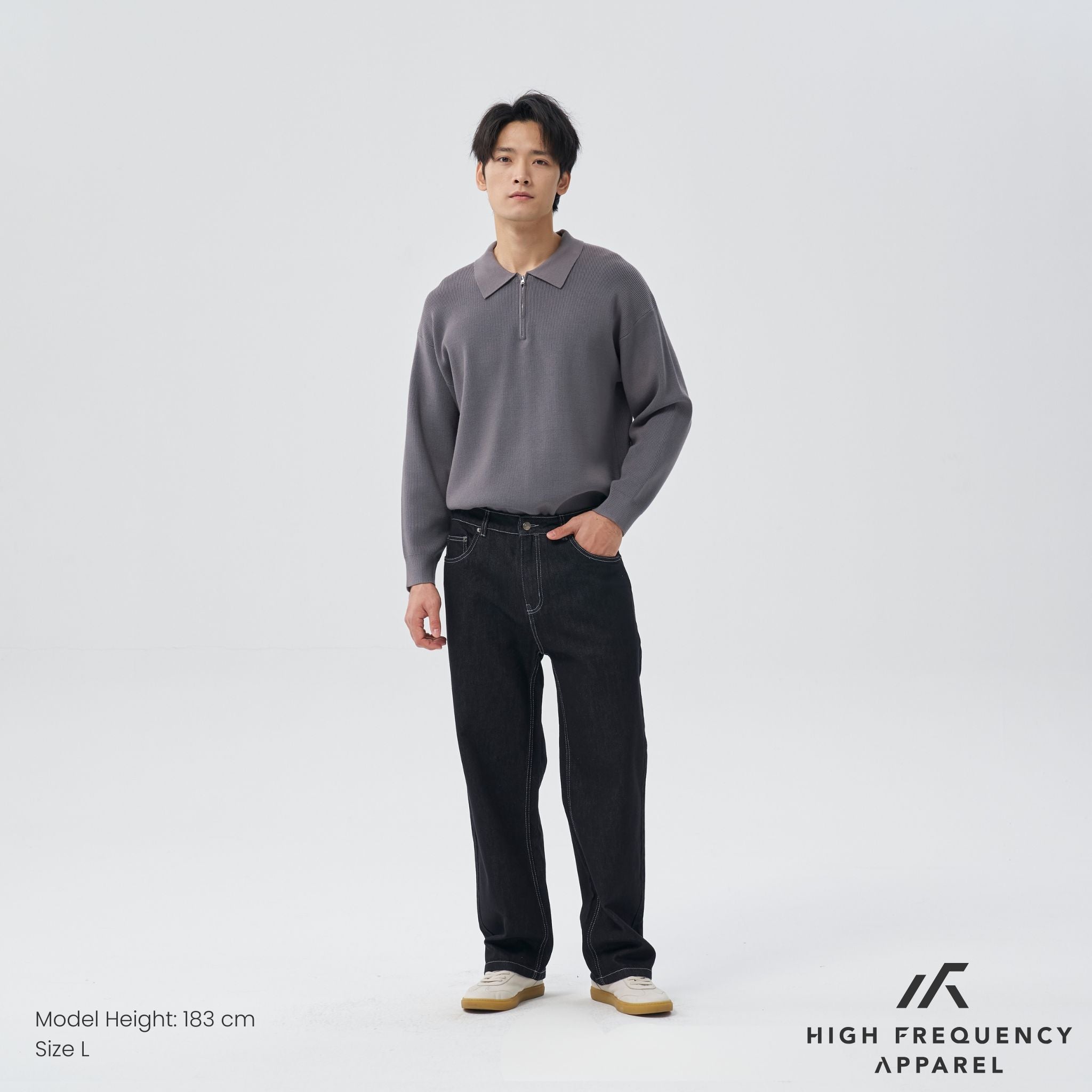 Straight Cut Dark Denim With Contrast Stitch