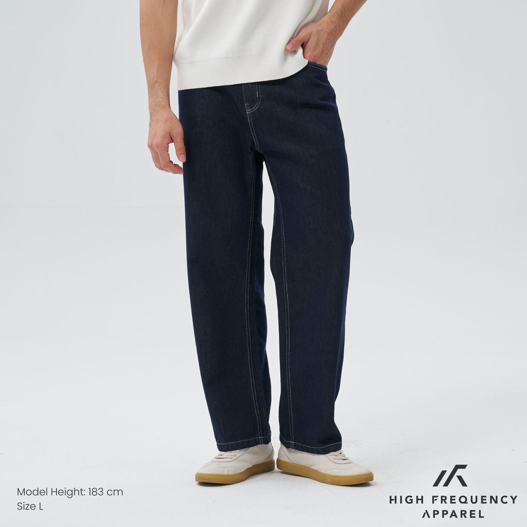 Straight Cut Dark Denim With Contrast Stitch