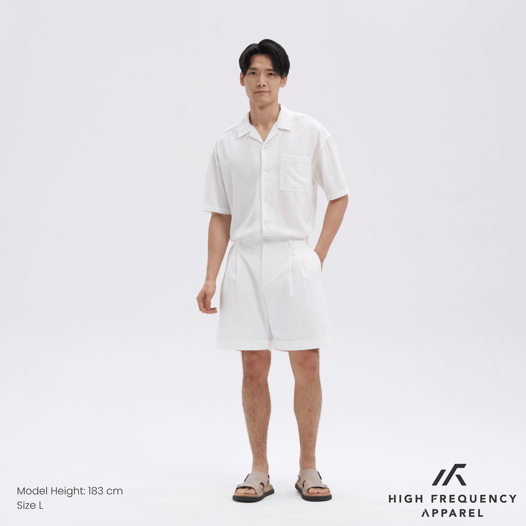 Double Pleated Waistband Shorts with Cuffed Hem