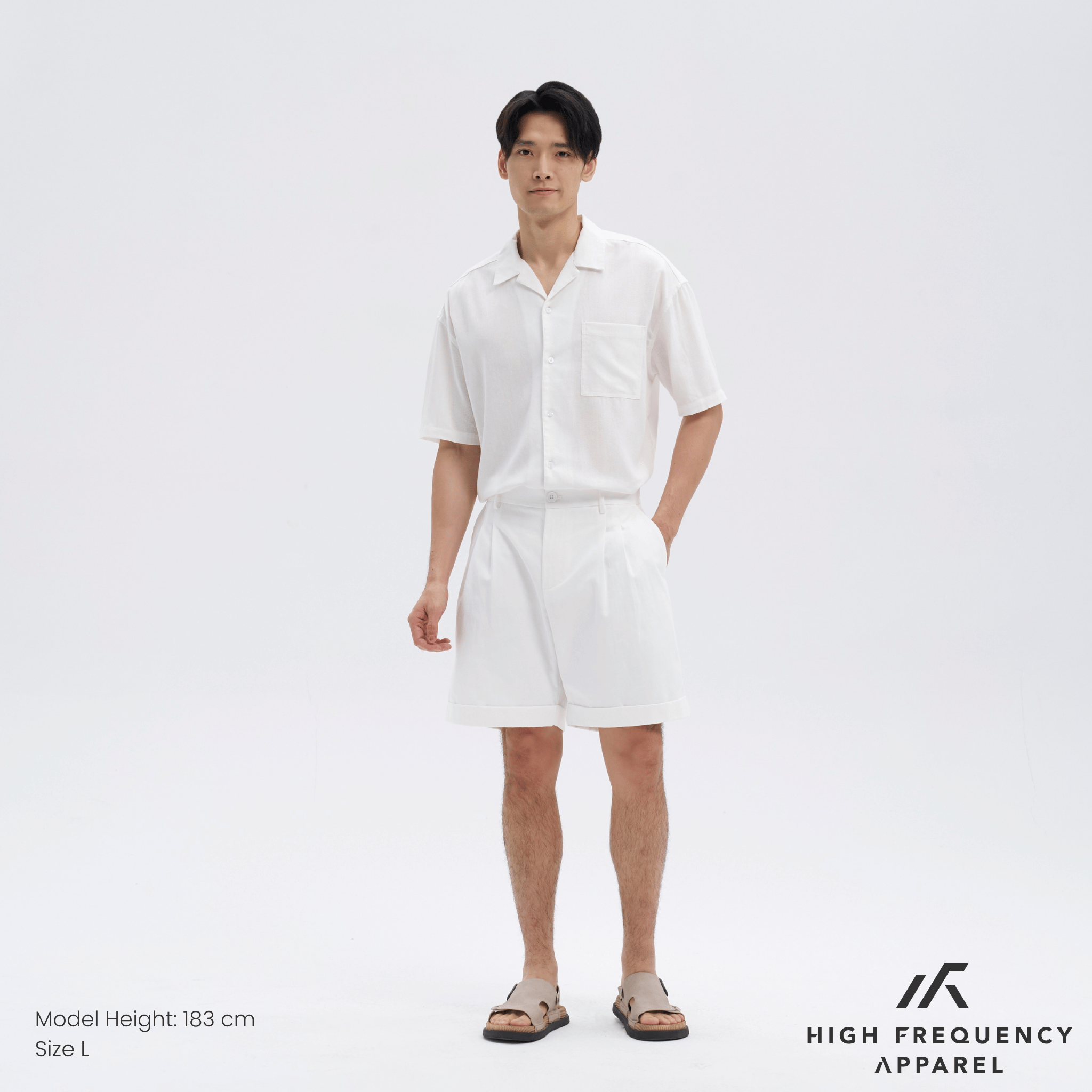 Double Pleated Waistband Shorts with Cuffed Hem
