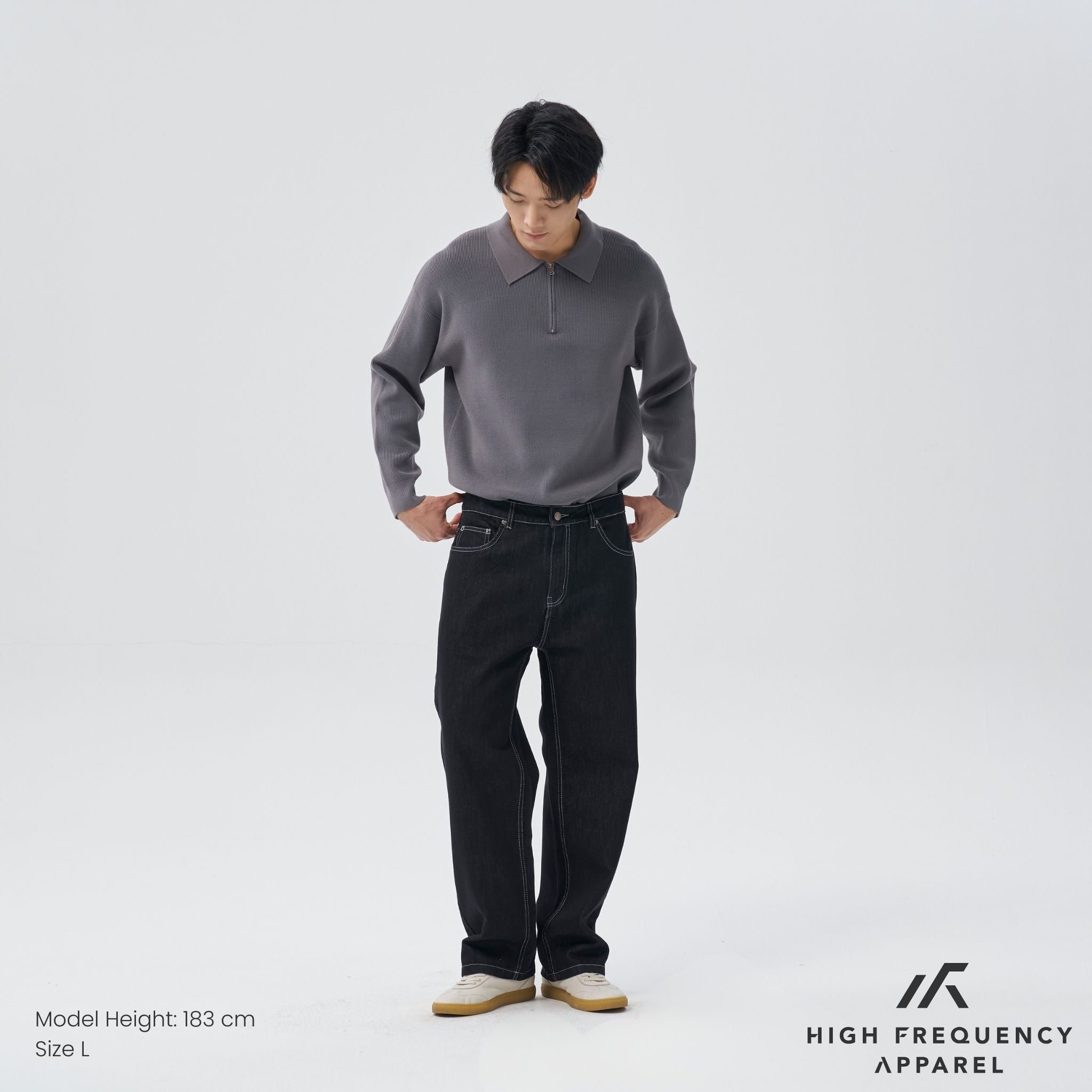 Straight Cut Dark Denim With Contrast Stitch
